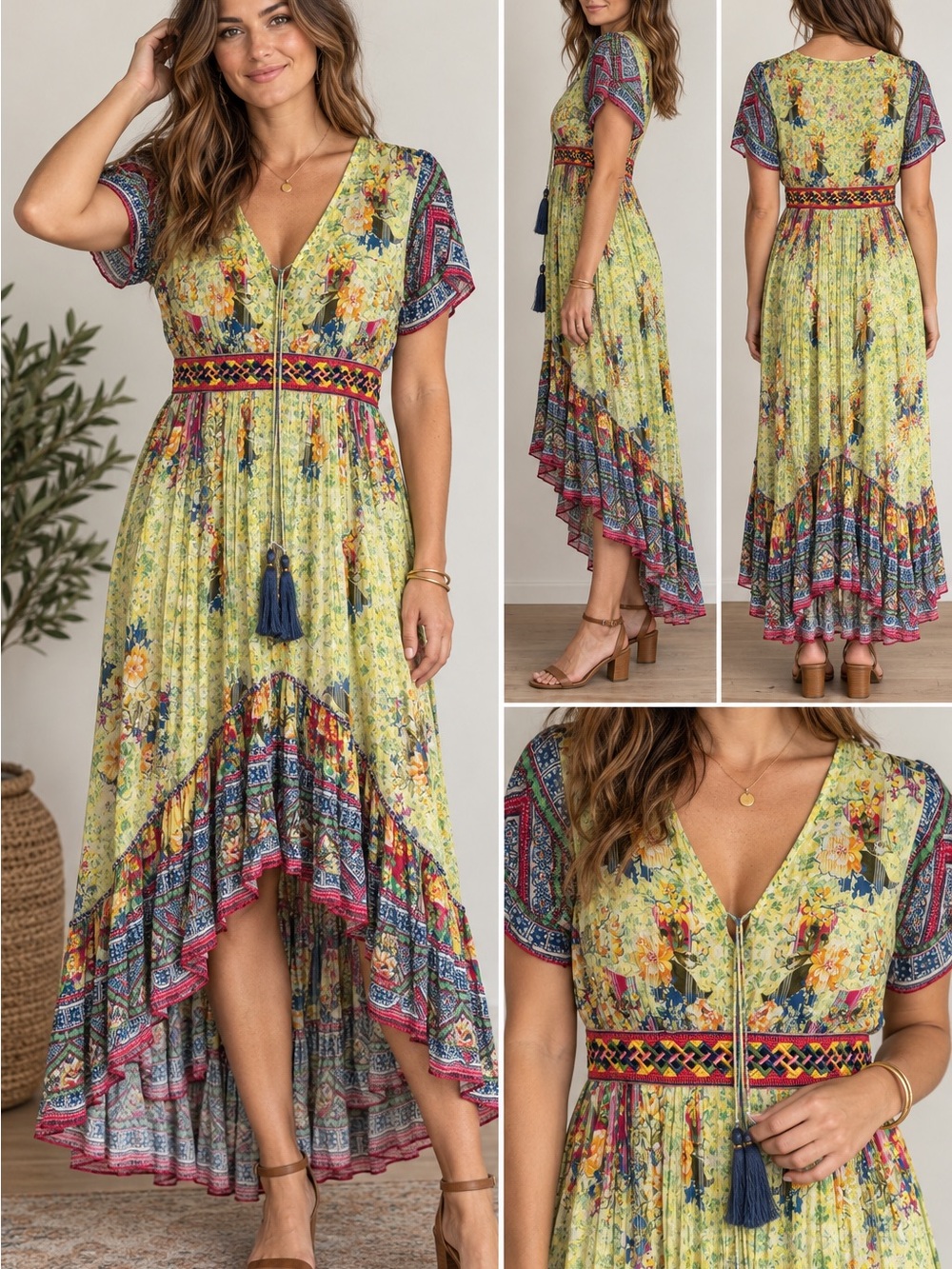 Anthropologie exclusive Bhanuni by Jyoti dress, hi-lo hem, boho flowy beauty!